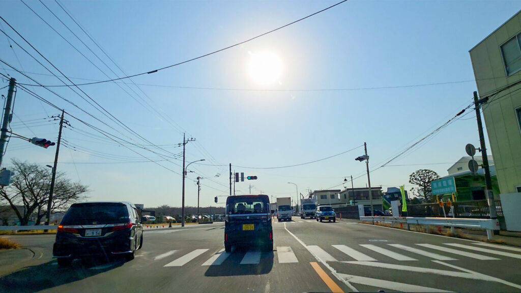昭代橋西交差点付近（県道260号・笠幡狭山線）走行ルート起点