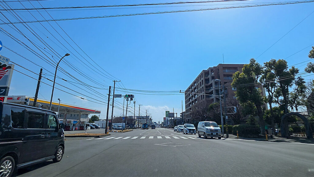 つきみ野交差点付近 県道56号 直進時の道路状況