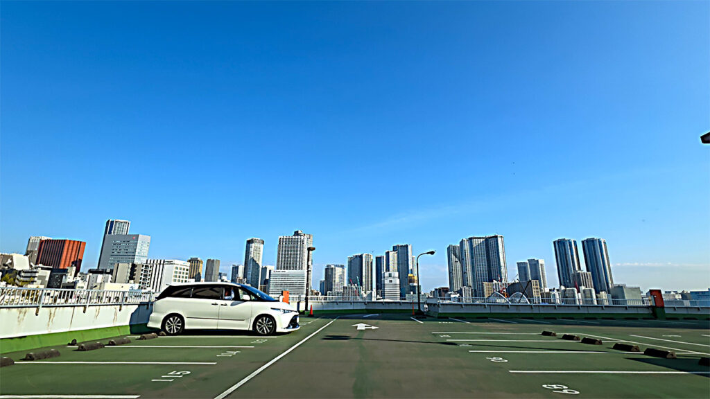 国立がん研究センター中央病院 立体駐車場の屋上階から見た周辺の様子